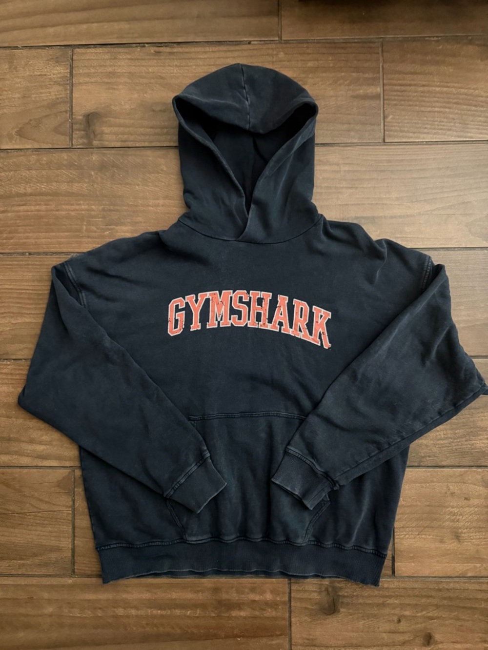 Gymshark Men’s Black Crewneck Hoodie with Red Logo